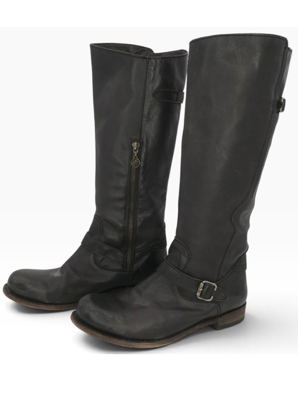 Liberty Black Distressed Leather America Tall Riding Boots Equestrian Women's 9